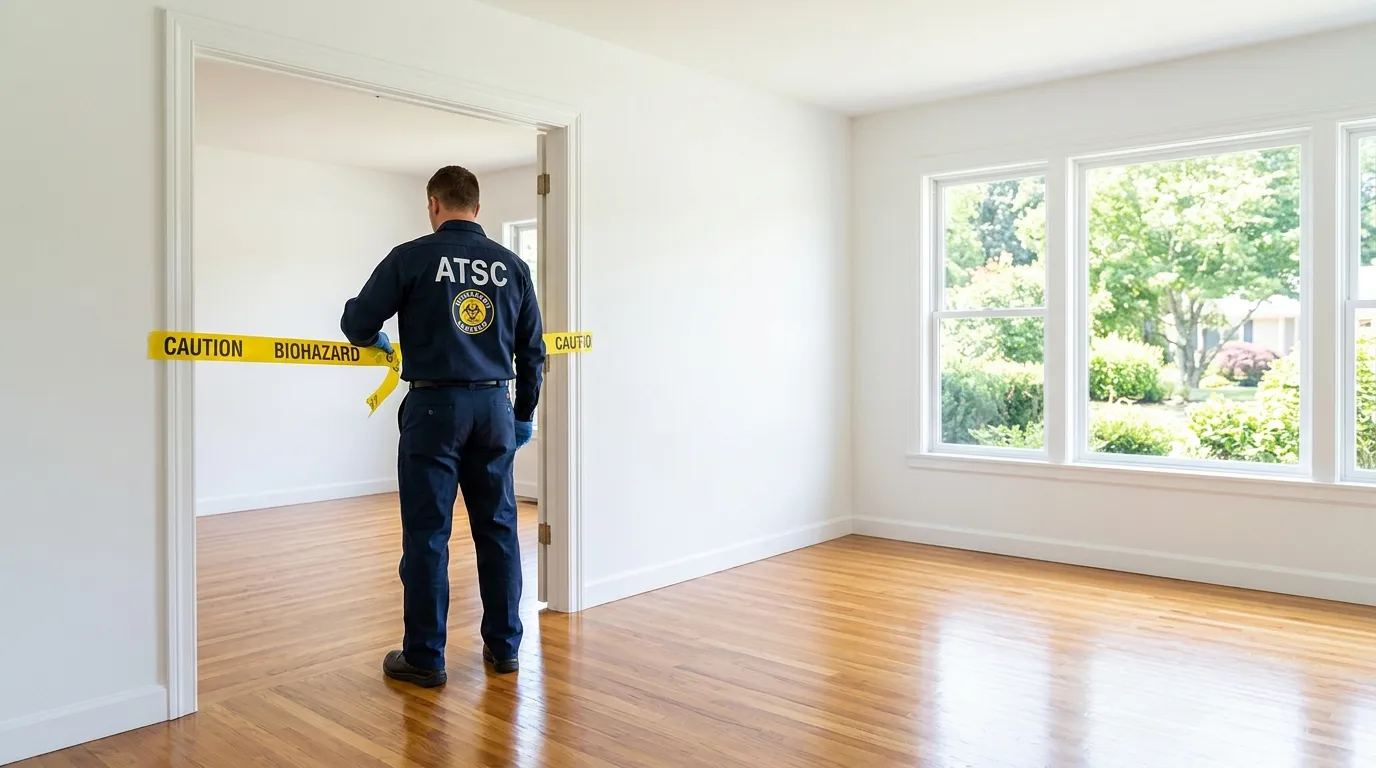 Certified biohazard cleanup crew performing Trauma Scene Cleanup in Countryside